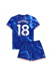 Fotbalové Dres Chelsea Christopher Nkunku #18 Dětské Domácí Oblečení 2024-25 Krátký Rukáv (+ trenýrky)